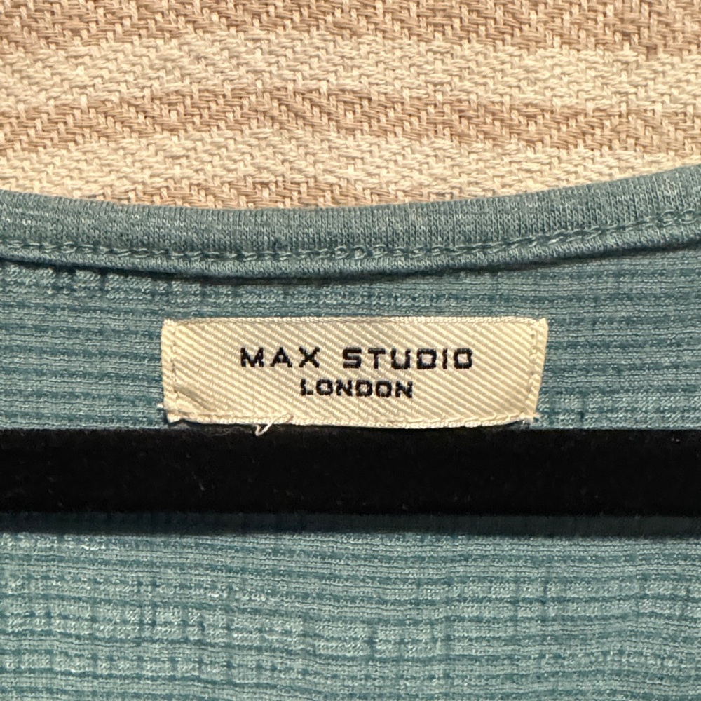 Max Studio Teal Blouse with Ruched Sleeves - Picture 2 of 5